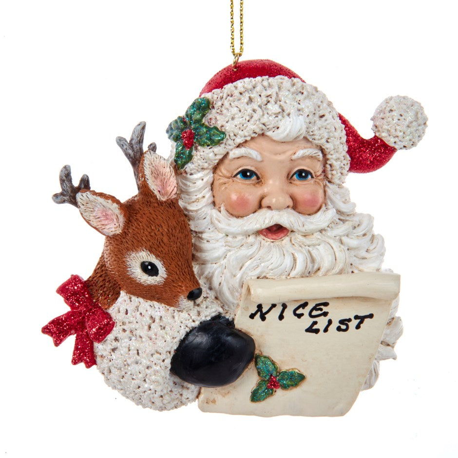 Santa With Nice List Ornament