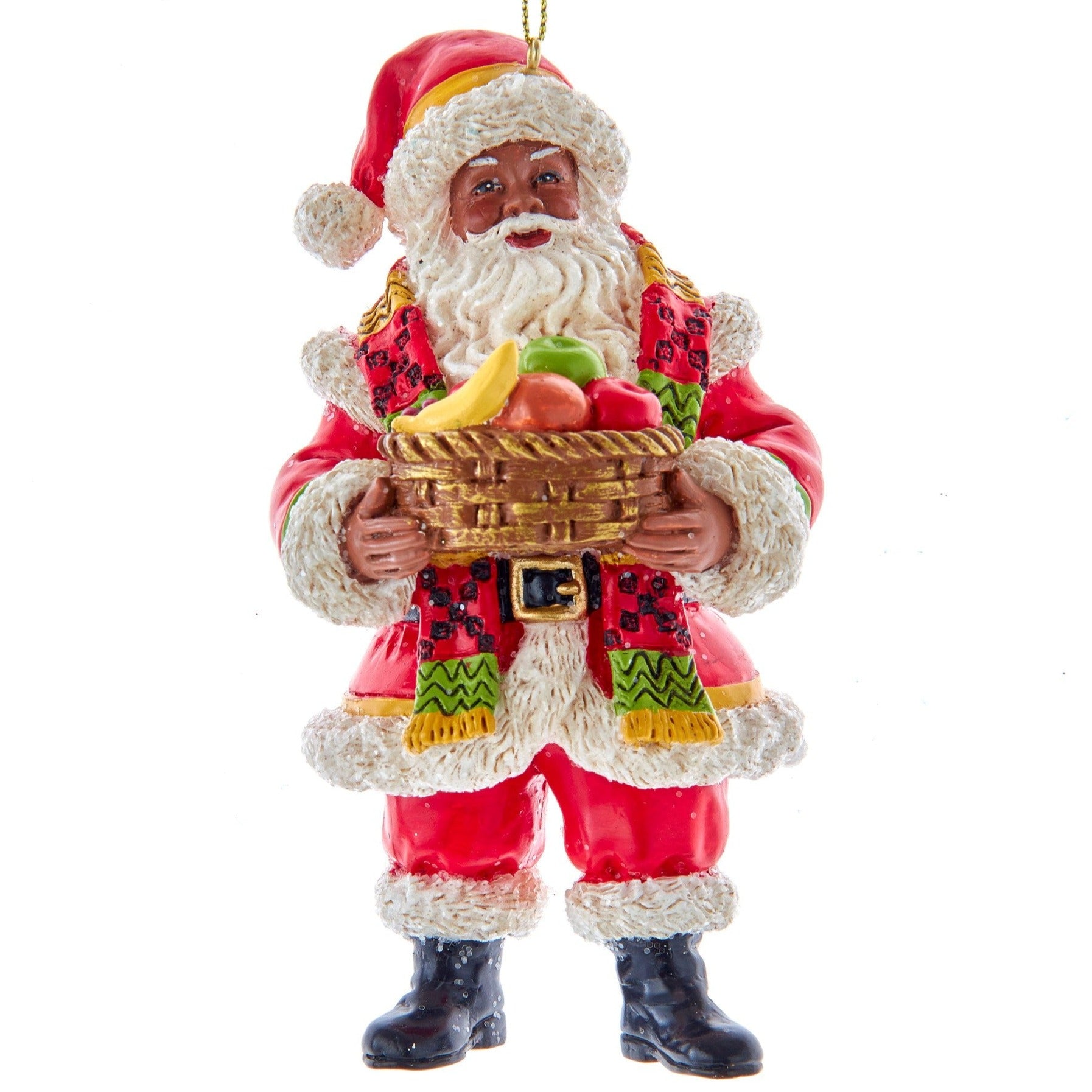 African Santa With Fruit Basket Ornament