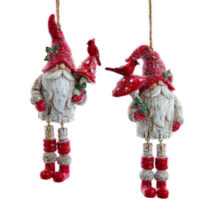Assorted Dangle Gnome With Cardinal Ornament, INDIVIDUALLY SOLD