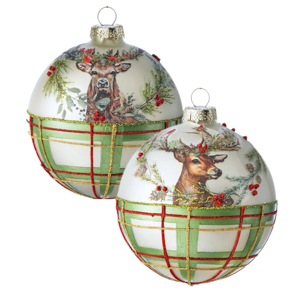 Assorted Plaid Reindeer Ball, INDIVIDUALLY SOLD