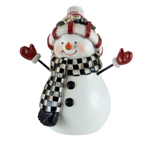 Assorted Snowman In Black & White Scarf Figurine, INDIVIDUALLY SOLD