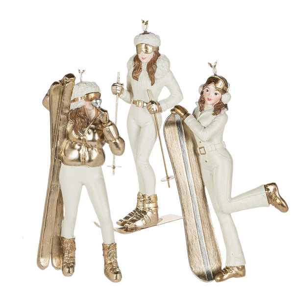 Assorted Woman Doing Winter Sport Ornament, INDIVIDUALLY SOLD