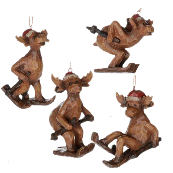 Assorted Skiing Moose Ornaments, INDIVIDUALLY SOLD