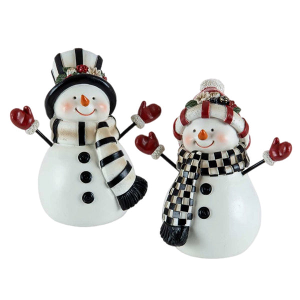 Assorted Snowman In Black & White Scarf Figurine, INDIVIDUALLY SOLD