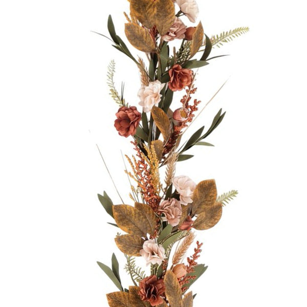 5' Rose With Mixed Leaves Garland