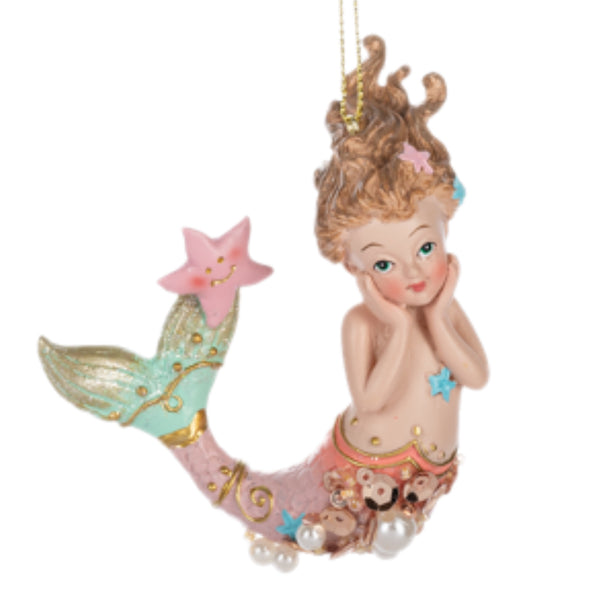 Assorted Pastel Girl Mermaid Ornament, INDIVIDUALLY SOLD