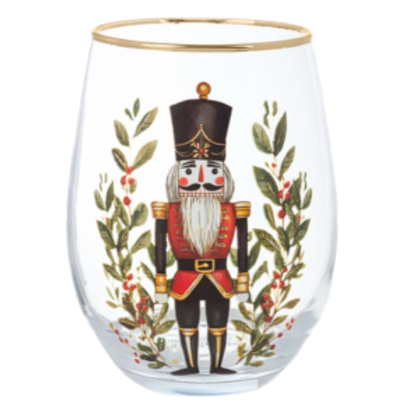 Assorted Stemless Nutcracker Wine Glass, INDIVIDUALLY SOLD