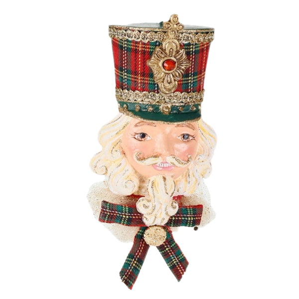 Assorted Tartan Nutcracker Head Ornament, INDIVIDUALLY SOLD