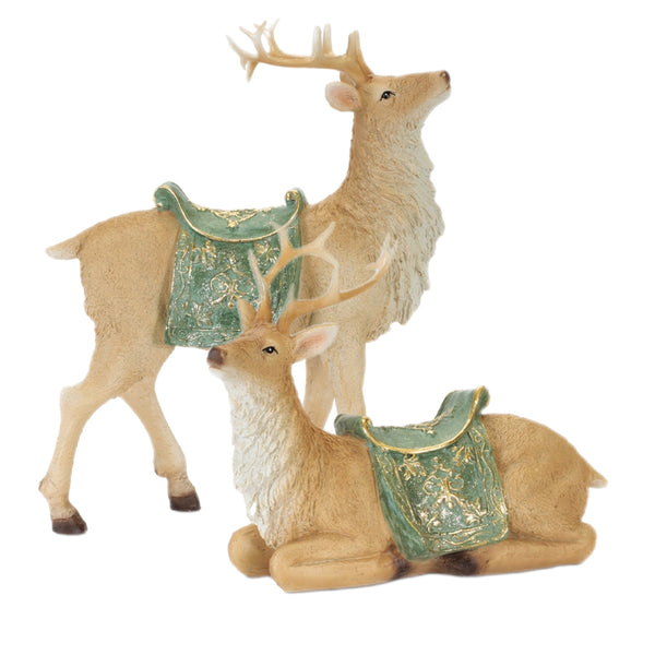 Assorted Reindeer In Green Saddle Figurine, INDIVIDUALLY SOLD