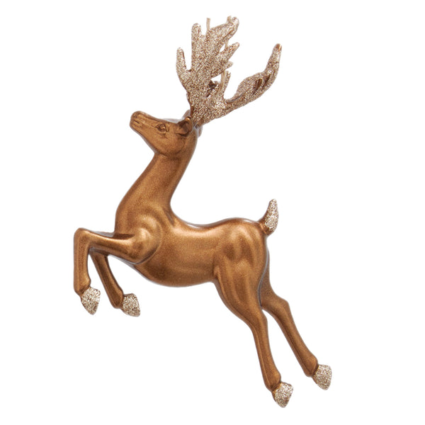 Assorted Bronze Glittered Reindeer Ornament, INDIVIDUALLY SOLD