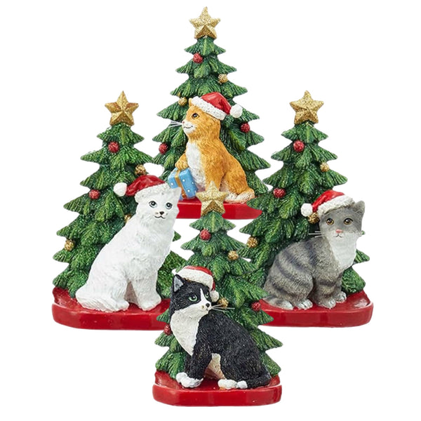 Assorted Cat With Tree Ornament, INDIVIDUALY SOLD