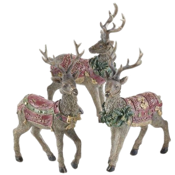 Assorted Reindeer With Red Blanket Figurine, INDIVIDUALLY SOLD