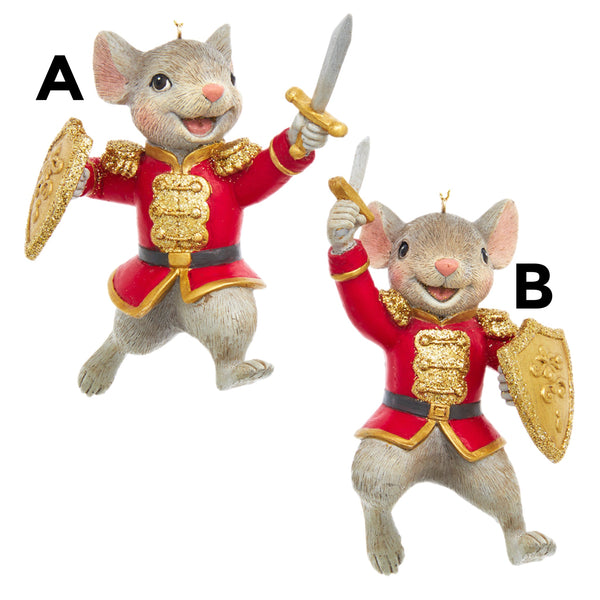 Assorted Red & Gold Mouse Soldier Ornament, INDIVIDUALLY SOLD