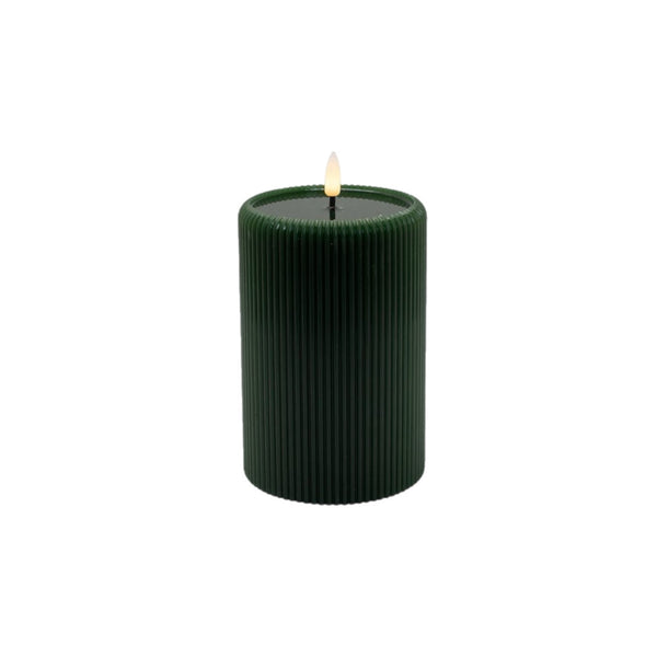 Assorted Green Striped Pillar Flameless Candle, INDIVIDUALLY SOLD