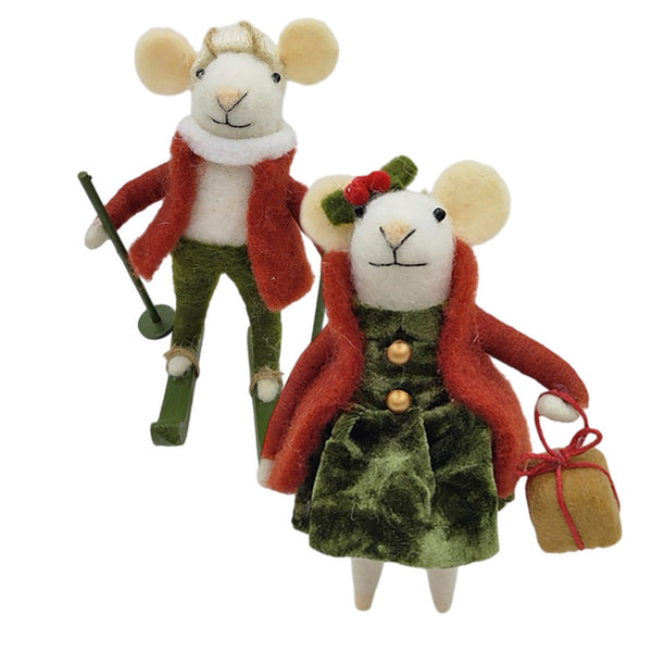 Assorted Mouse In Red & Green Outfit Ornament, INDIVIDUALLY SOLD