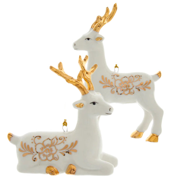 Assorted Reindeer With Flower Pattern Ornament, INDIVIDUALLY SOLD