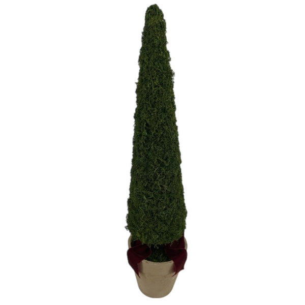 Assorted Moss Cone With Bow Tree Figurine, INDIVIDUALLY SOLD