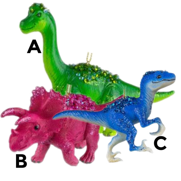 Assorted Glitter Dinosaur Ornament, INDIVIDUALLY SOLD