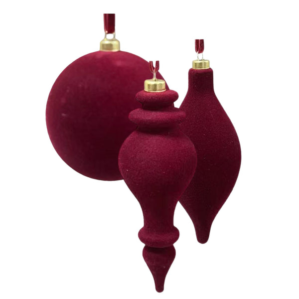 Assorted Flocked Burgundy Ball, INDIVIDUALLY SOLD