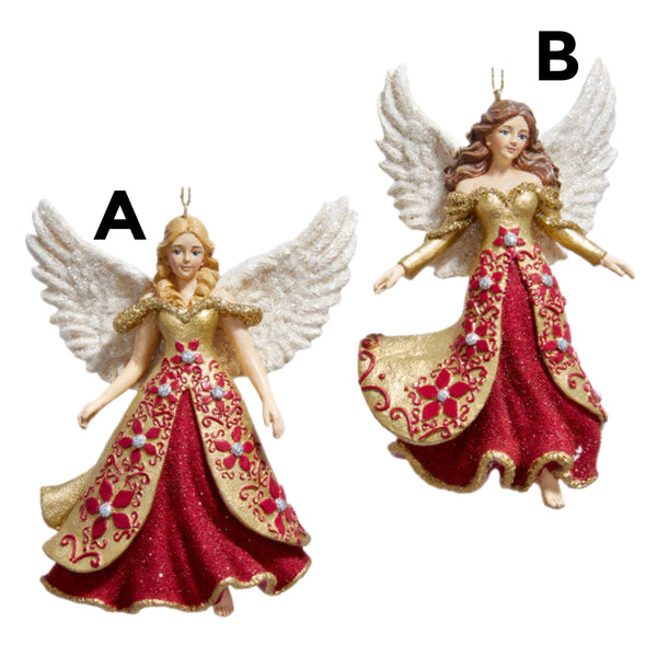 Assorted Angel With Flowers On Dress Ornament, INDIVIDUALLY SOLD