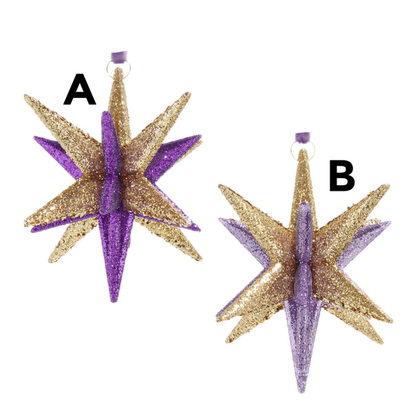 Assorted Purple & Gold Starburst Star Ornament, INDIVIDUALLY SOLD
