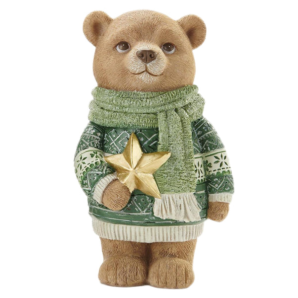 Assorted Bear In Green Sweater Figurine, INDIVIDUALLY SOLD