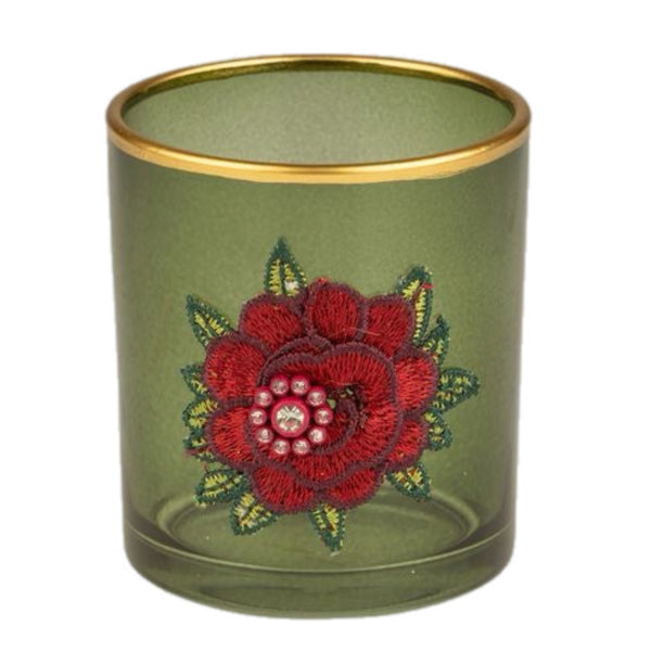 Assorted Embroidered Flower Tealight Candle Holder, INDIVIDUALLY SOLD