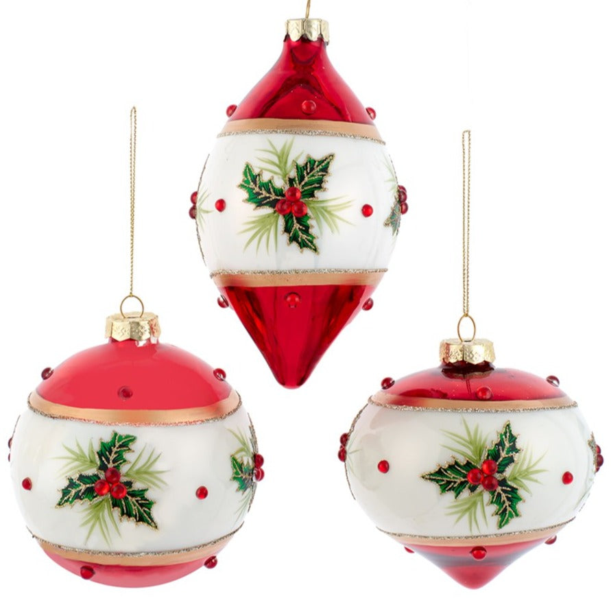 Assorted Red Holly Ball, INDIVIDUALLY SOLD