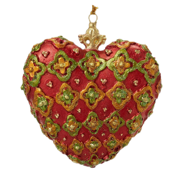 Assorted Heart With Flowers Pattern Ornament, INDIVIDUALLY SOLD