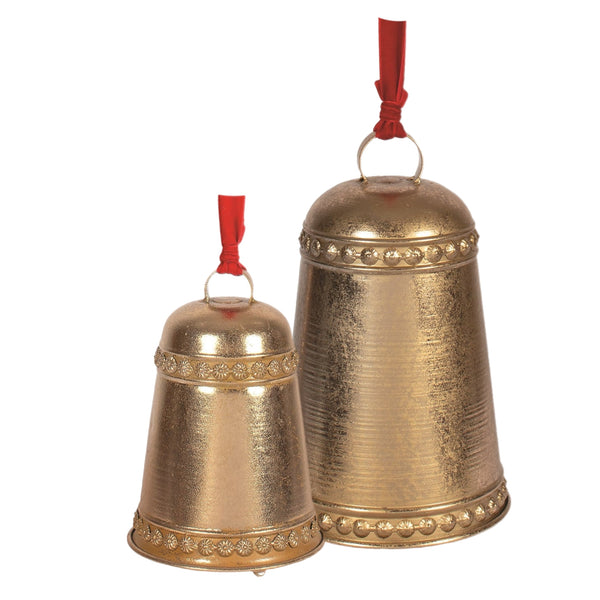 Assorted Bell With Red Ribbon Ornament, INDIVIDUALLY SOLD