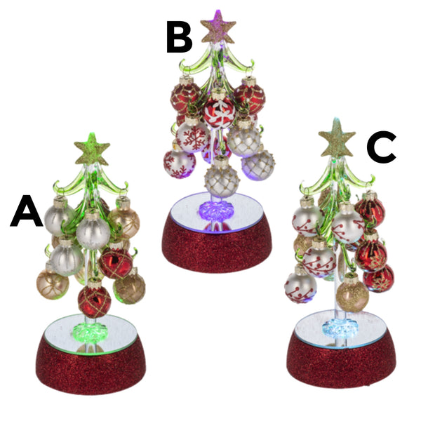Assorted Red Base Tree With Balls Figurine, INDIVIDUALLY SOLD