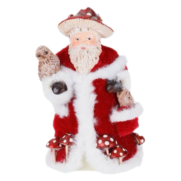 Assorted Santa In Mushroom Hat With Owl Ornament, INDIVIDUALLY SOLD