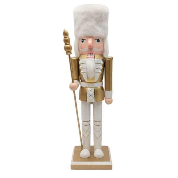 Assorted White & Gold In Fur Hat Nutcracker, INDIVIDUALLY SOLD