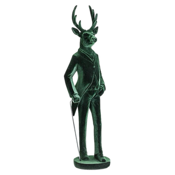 Assorted Green Reindeer With Walking Stick Figurine, INDIVIDUALLY SOLD