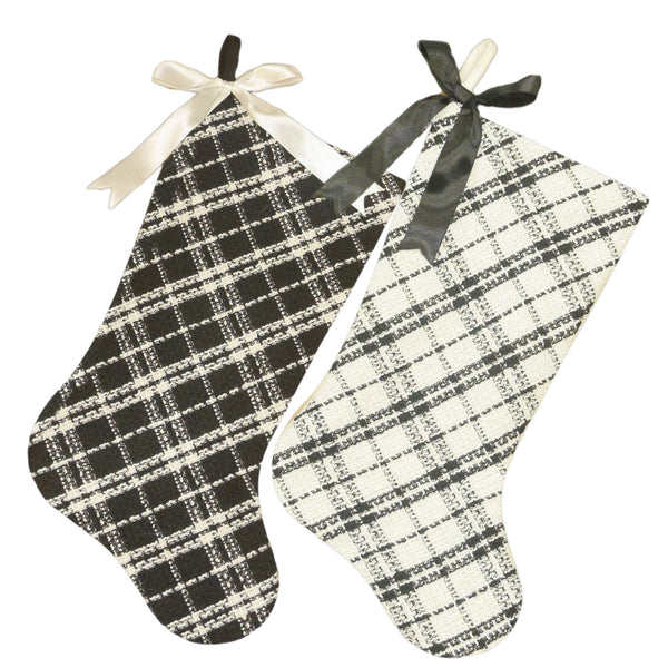 Assorted 20.5" Black & White Plaid Stocking, INDIVIDUALLY SOLD