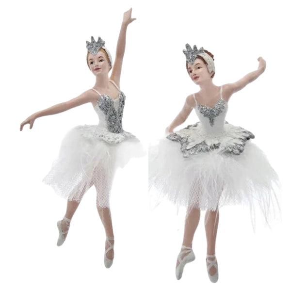 Assorted Silver & White Ballerina Ornament, INDIVIDUALLY SOLD