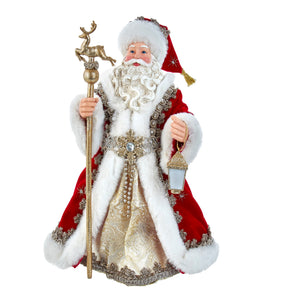 Santa With Deer Staff Figurine