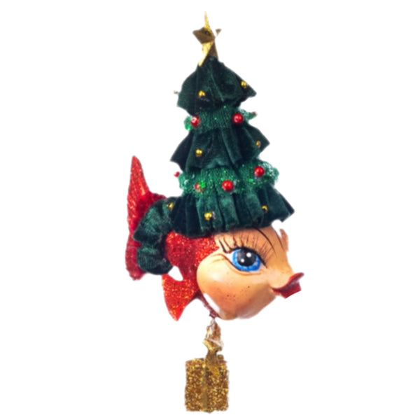 Assorted Fish With Tree Hat Ornament, INDIVIDUALLY SOLD
