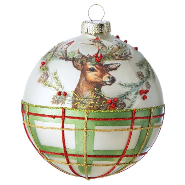 Assorted Plaid Reindeer Ball, INDIVIDUALLY SOLD