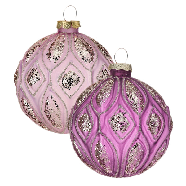 Assorted Peacock Feather Design Purple Ball, INDIVIDUALLY SOLD