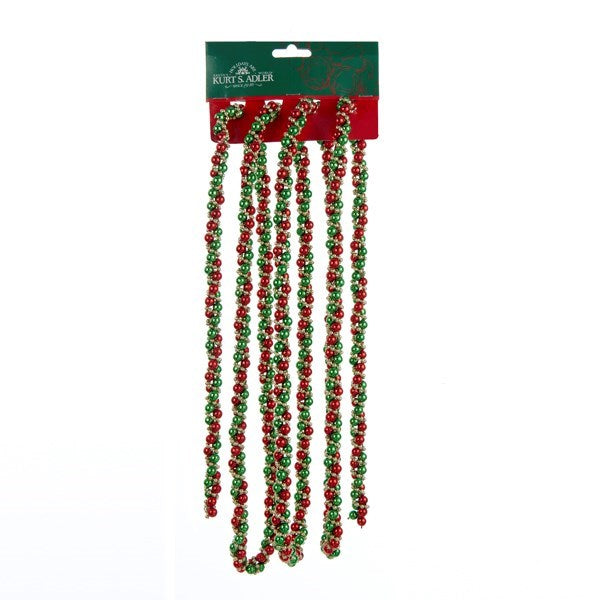 9' Red, Green And Gold Twisted Garland