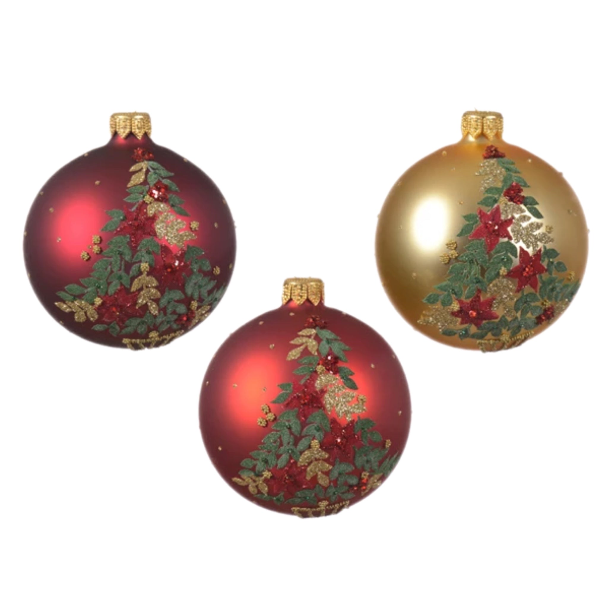 Assorted Poinsettia Tree Ball, INDIVIDUALLY SOLD