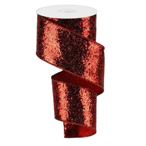 Wide Red Metallic Glitter Ribbon