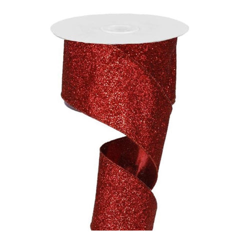 Wide Red Glitter Ribbon