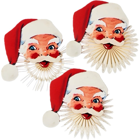 Assorted Santa Face Honeycomb Fan Ornament, INDIVIDUALLY SOLD