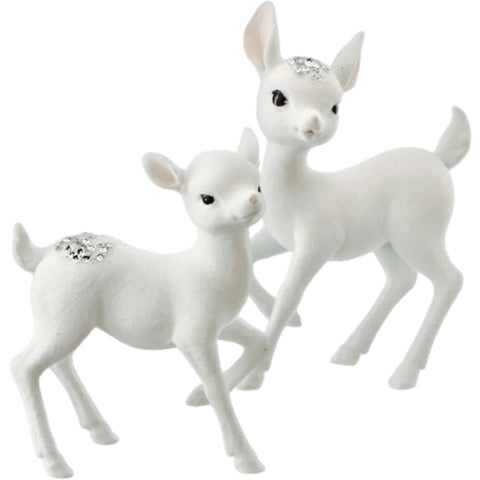 Assorted Flocked Deer Figurine, INDIVIDUALLY SOLD