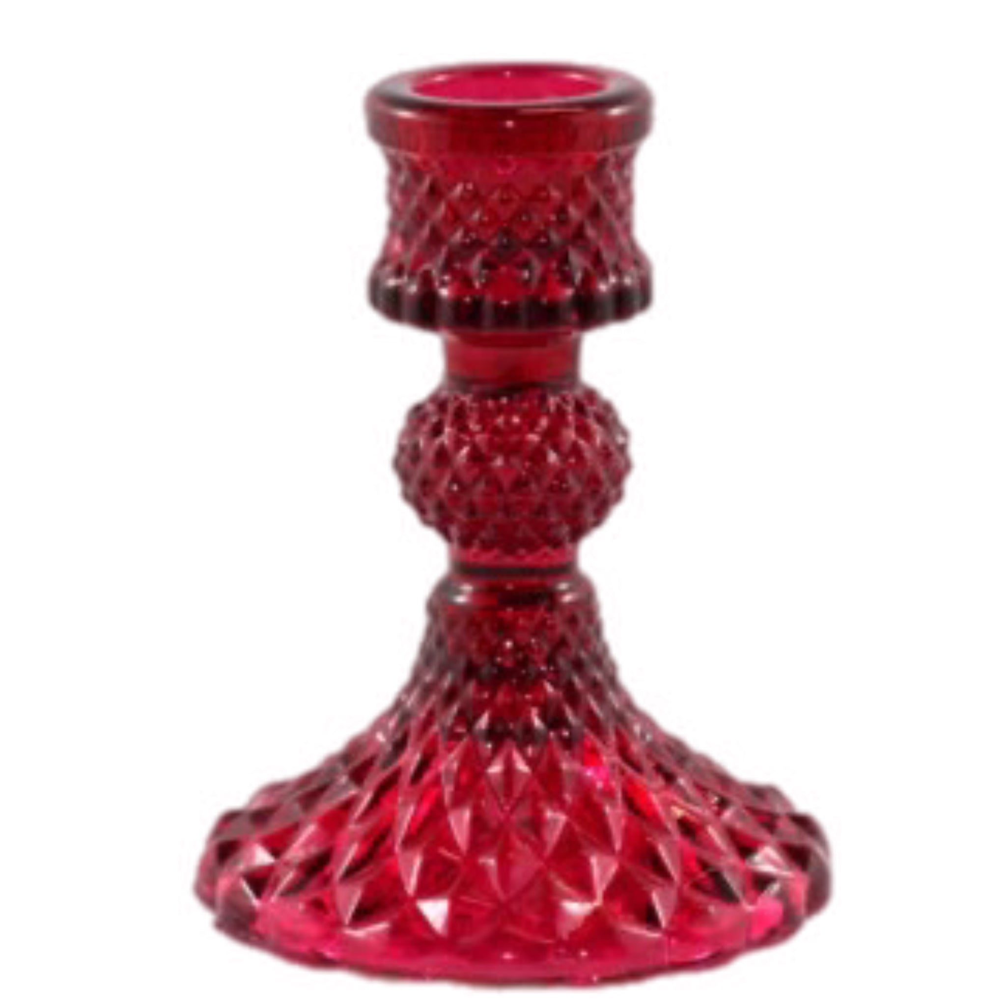 Depression Glass Taper Candle Holder: SMALL RED