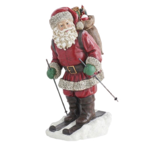 Skiing Santa Figurine