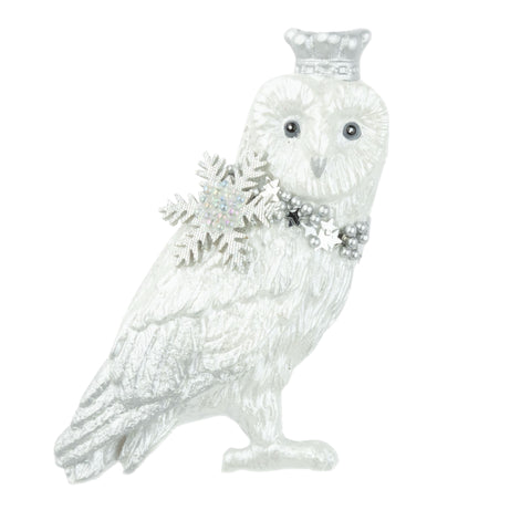 Snow Owl With Snowflake Collar Ornament