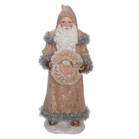 12.5" Santa Holding Wreath Figurine